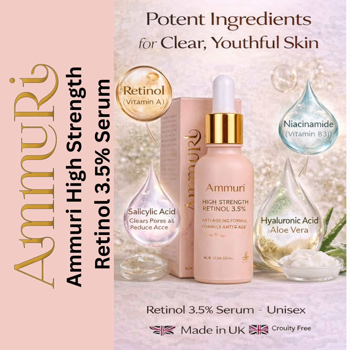Ammuri Retinol 3.5% Serum with key ingredients