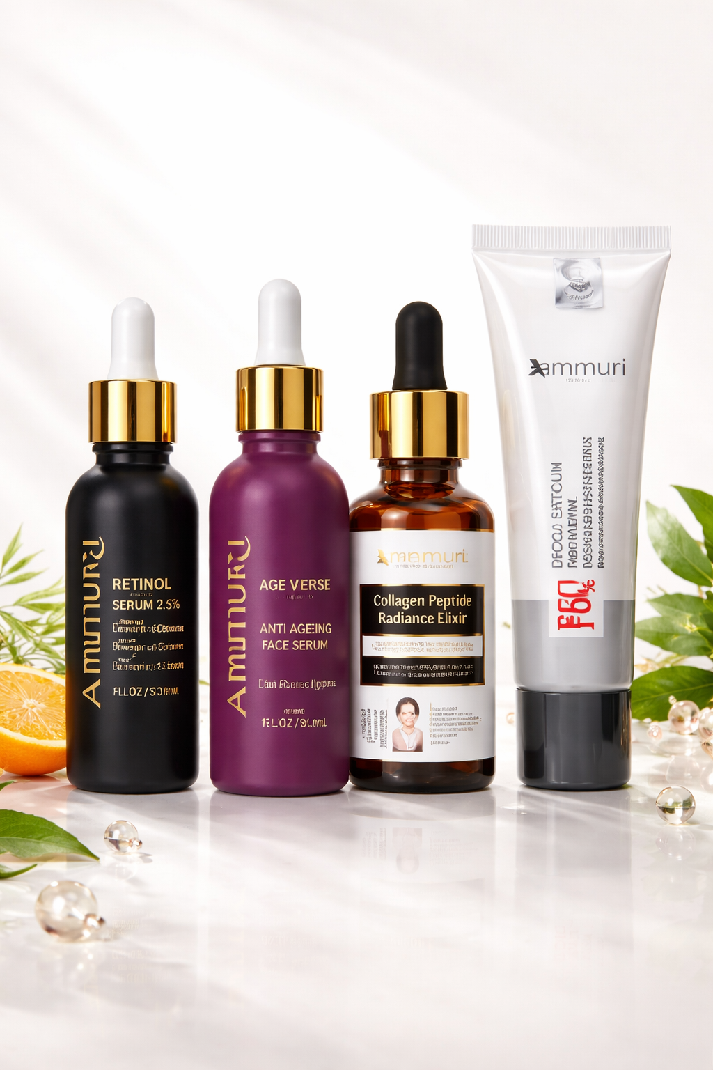 Anti-Ageing Set – Retinol Collagen Serum & SPF 50 Cream for Wrinkle Repair & Glow | Ammuri