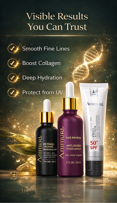 Anti-Ageing Set – Retinol Collagen Serum & SPF 50 Cream for Wrinkle Repair & Glow | Ammuri