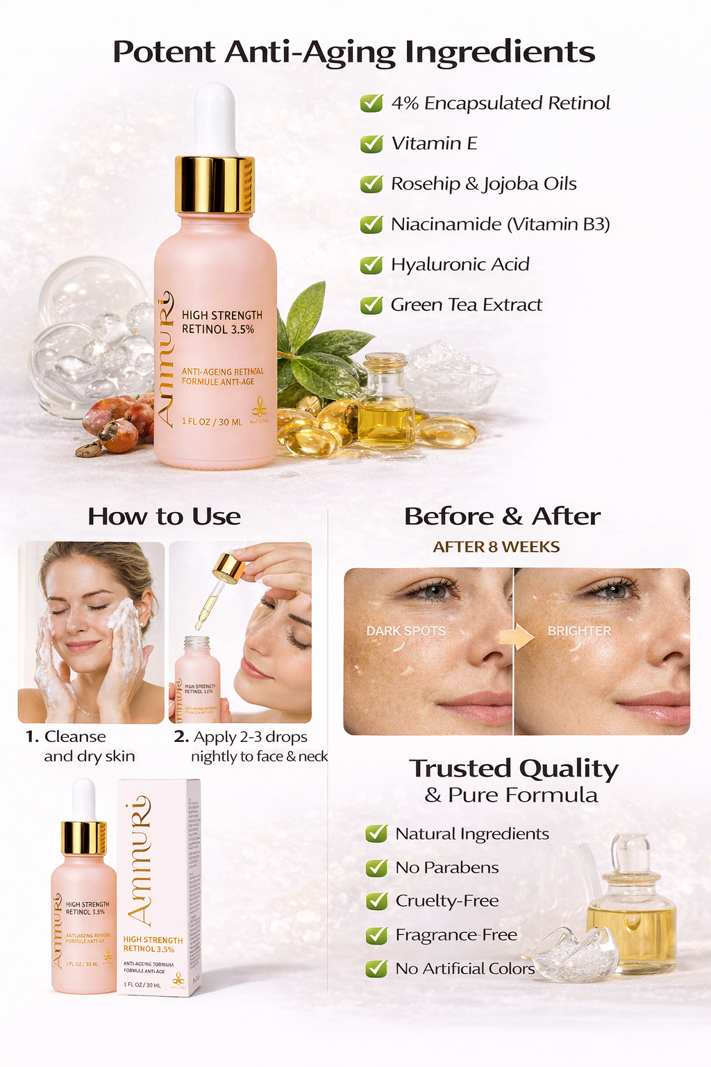 Ammuri Retinol 3.5% High Strength Serum | Anti-Ageing Face Serum