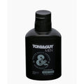 Black bottle with a black flip-top cap, labeled "Toni & Guy Men, Premium Quality Grooming, Beard Style & Care, Cleansing Beard Foam for short beards, 100ml", on a white background.