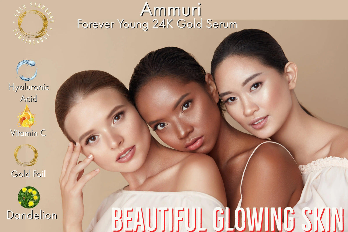 Ammuri 24K Gold + Hyaluronic Acid Face Serum - lifestyle model shot