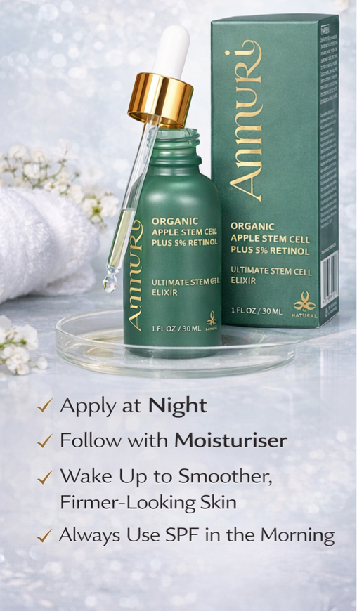 Retinol 5% Serum with Apple Stem Cell for Anti-Ageing, Acne & Dark Spots (30ml) | Ammuri