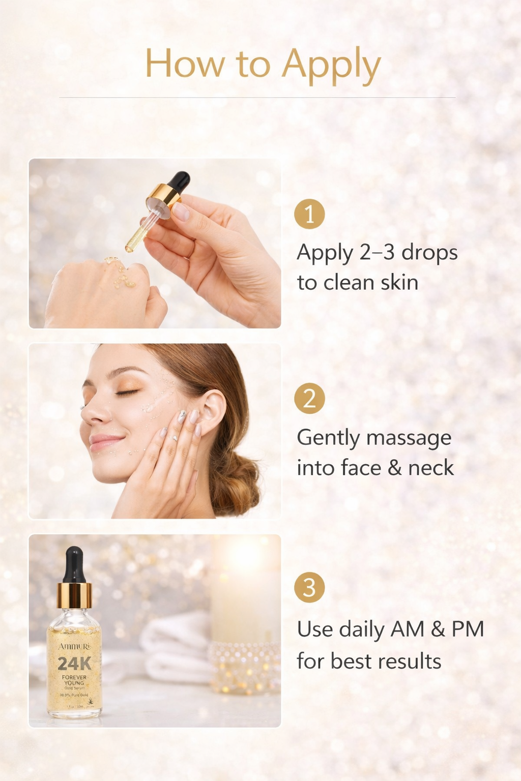 24K Gold Face Serum for Radiance & Anti-Ageing | Ammuri
